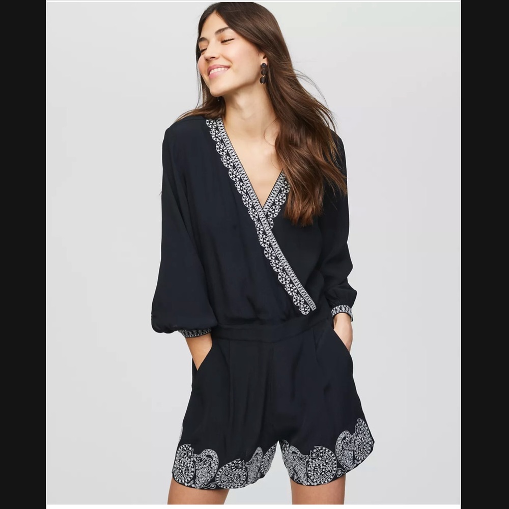 Loft Embroidered Wrap Romper